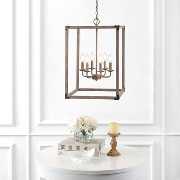 Magnolia Adjustable Iron Rustic Farmhouse LED Pendant - JONATHAN Y